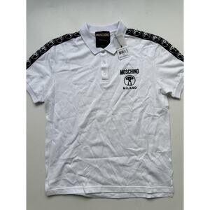 Moschino Couture Men's Moschino Double Question Mark Piquet Polo, White Size XL